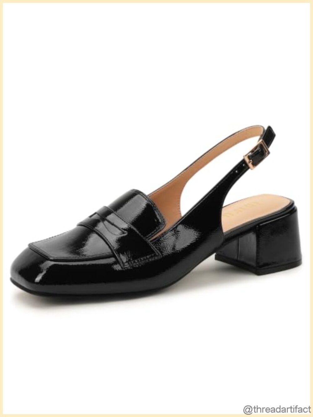 IDIFU Women's Low Block Heeled Penny Loafers Slingback Pumps